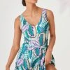Next Damen Badeanzug - Purple Tropical Print