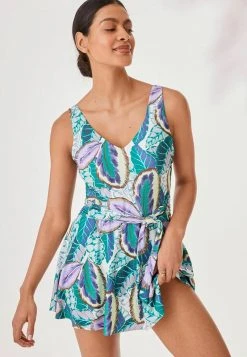 Next Damen Badeanzug - Purple Tropical Print