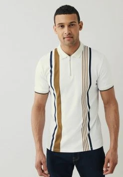 Next VERTICAL BLOCK - Poloshirt - Off White Tan Brown Stripe | Herren