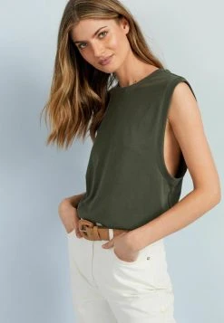 Damen NEXT CREW NECK TANK - Top - Khaki Green