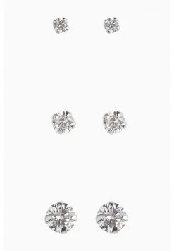 Next Damen STERLING SILVER CRYSTAL STUDS THREE PACK - Ohrringe - Silver