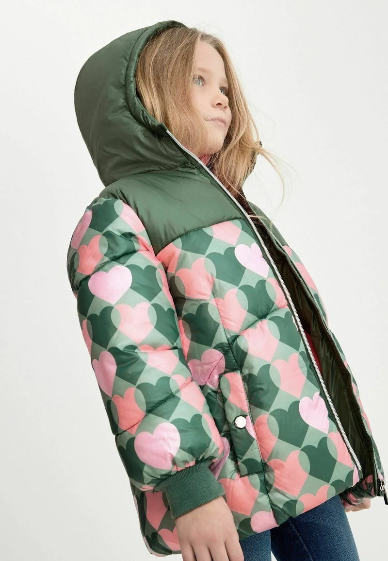 Next Kinder SHOWER RESISTANT HEART PRINT PADDED - Wintermantel - Khaki Green 2 Next Kinder SHOWER RESISTANT HEART PRINT PADDED - Wintermantel - Khaki Green – Bild 2
