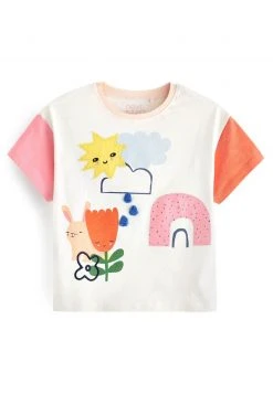 Next APPLIQUÃ© (3MTHS-7YRS) - T-Shirt Print - Cream Colourblock Character | Kinder