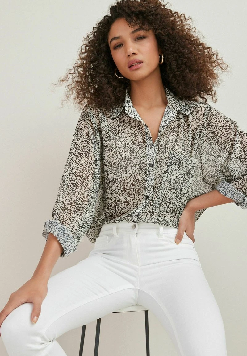 Next Damen SHEER LONGLINE - Hemdbluse - Monochrome Dash Print 3 Next Damen SHEER LONGLINE - Hemdbluse - Monochrome Dash Print – Bild 3