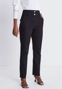 Next Damen HIGH WAIST - Stoffhose - Black
