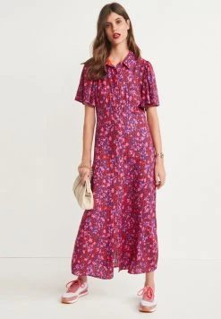 Next Damen Maxikleid - Pink Animal Print