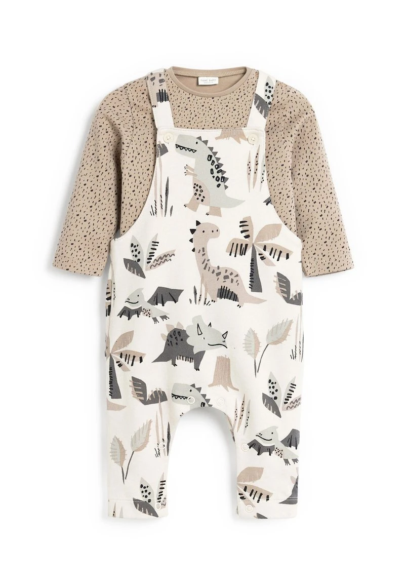 Next Kinder DINOSAUR SET (0MTHS-2YRS) - Latzhose - White 1 Next Kinder DINOSAUR SET (0MTHS-2YRS) - Latzhose - White