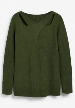 Next Damen CROSS OVER DETAIL NECK - Strickpullover - Khaki -Next Verkäufe 2022 44516297f2c24c628f8829b7573b9e74