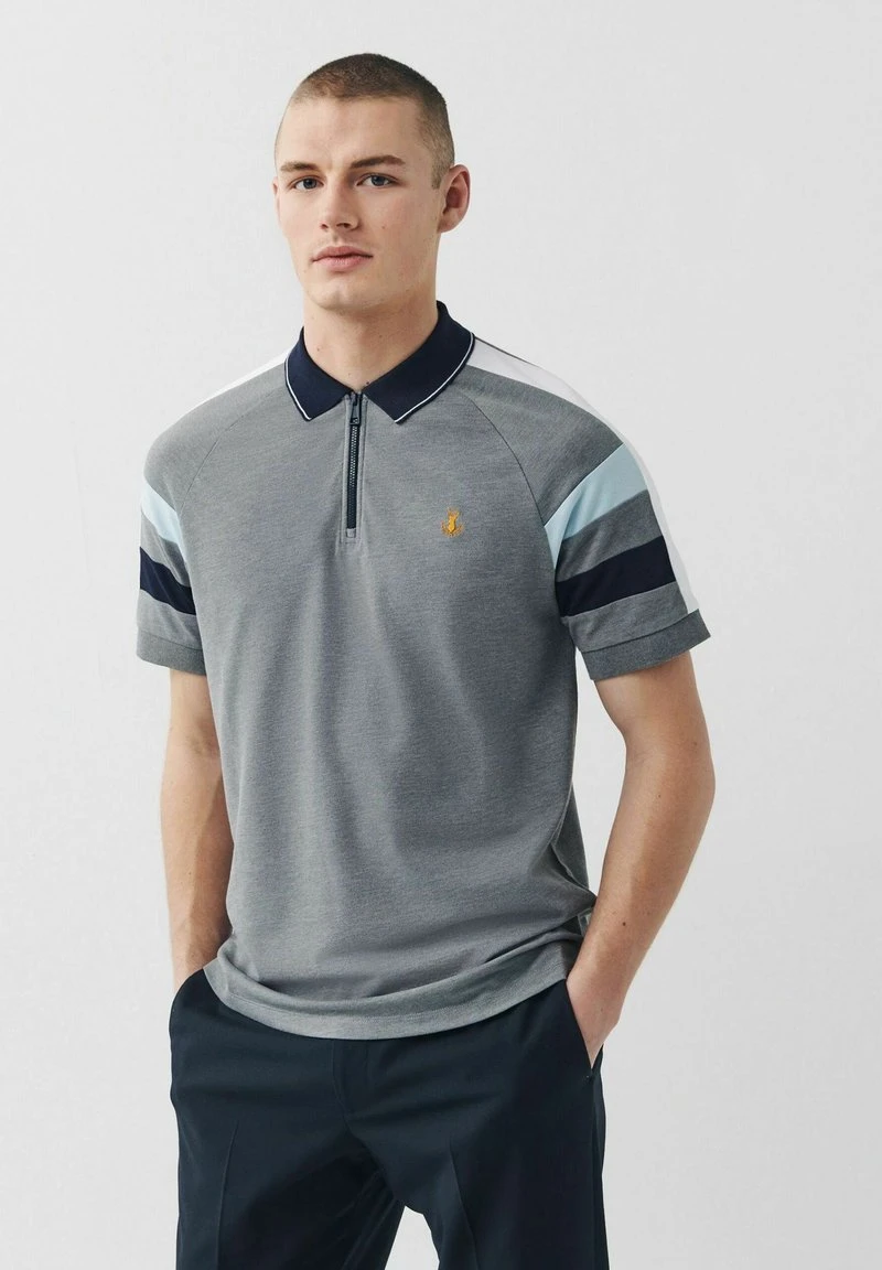 Next Herren RAGLAN - Poloshirt - Grey White 1 Next Herren RAGLAN - Poloshirt - Grey White
