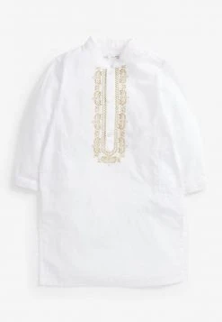 Next Kinder LONG LENGTH EMBROIDERED KURTA 3MTHS-7YRS - Langarmshirt - White