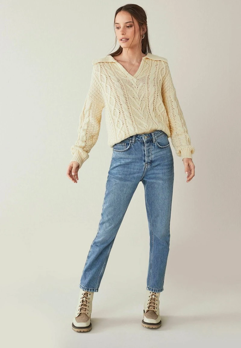 Next Damen COLLAR CABLE - Strickpullover - Off White 1 Next Damen COLLAR CABLE - Strickpullover - Off White