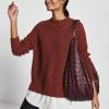 Next Damen HI NECK HEM LAYER STITCH DETAIL - Strickpullover - Dark Brown