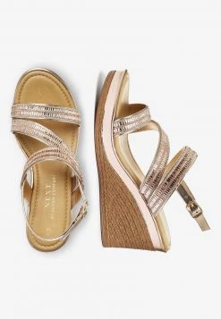 Next Damen SILVER ASYMMETRIC SPARKLY WEDGES - High Heel Sandalette - Gold -Next Verkäufe 2022 4919ffd54b4f46f6b65d35a66cc055b1