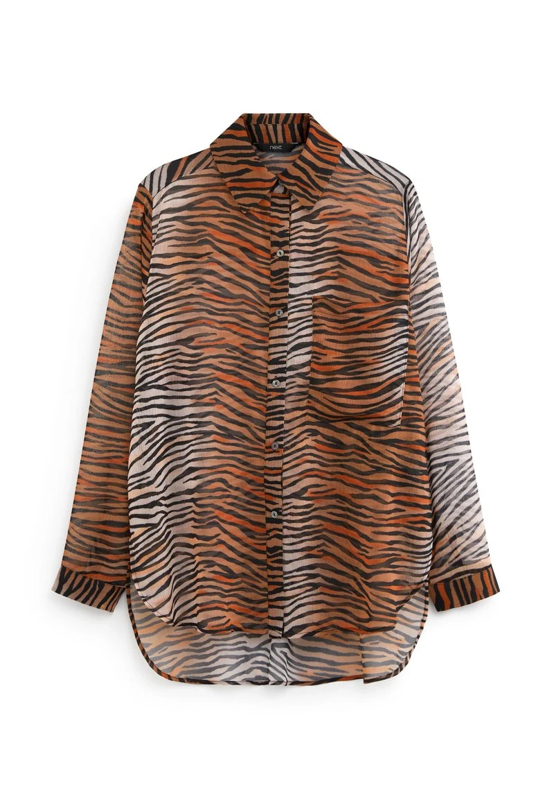 Next Damen SHEER LONGLINE - Hemdbluse - Brown Animal 5 Next Damen SHEER LONGLINE - Hemdbluse - Brown Animal – Bild 5