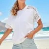 Next Damen SHORT SLEEVE CROCHET - T-Shirt Print - White
