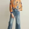 Next Damen TRIM DETAIL - Hemdbluse - Orange/blue Floral