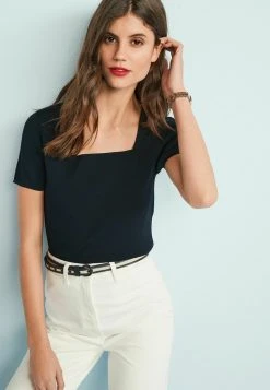 Next Damen SQUARE NECK - T-Shirt Basic - Navy Blue