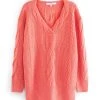 Next Damen CABLE V-NECK - Strickpullover - Coral Pink