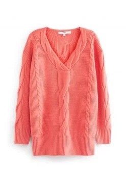 Next Damen CABLE V-NECK - Strickpullover - Coral Pink