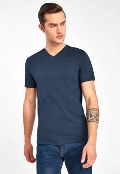 Next Herren V-NECK T-SHIRT-SLIM FIT - T-Shirt Basic - Blue