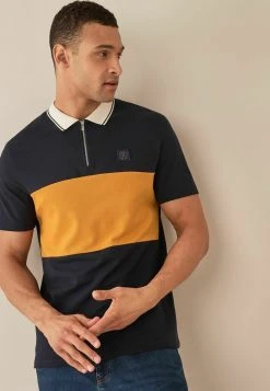 Next BLOCKED ZIP NECK - Poloshirt - Blue (t01003) | Herren