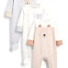 Next Unisex 3 PACK - Strampler - Neutral Bear Face