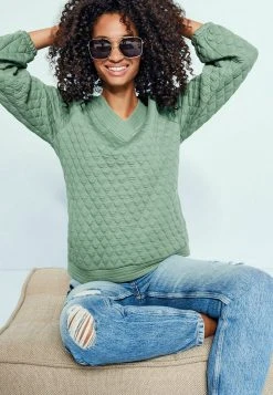 Next QUILTED V NECK - Sweatshirt - Green | Damen -Next Verkäufe 2022 5069821786f24597943d423c9f70bc46