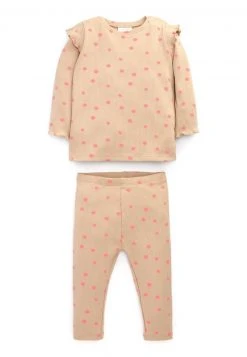Next Kinder 2 PIECE SPOT SET - Leggings - Hosen - Beige/pink