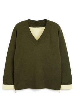 Next Damen TWO TONED V-NECK - Strickpullover - Khaki -Next Verkäufe 2022 517945ac1ae04f3dbc39f663a92ea8cc