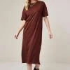 Next Damen SHORT SLEEVE - Jerseykleid - Chocolate Brown
