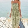 Next Damen SHIRRED BANDEAU - Freizeitkleid - Green Ditsy