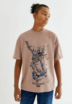 Next T-Shirt Print - Neutral Brown Skate Skeleton | Kinder