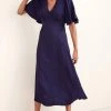 Next Damen FLUTTER SLEEVE MIDI - Freizeitkleid - Dark Blue