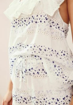 Next Damen EMBROIDERED CAMI AND SHORT SET - Nachtwäsche Set - White Blue -Next Verkäufe 2022 59c916d0e9474baebb57659ac05ea5ab