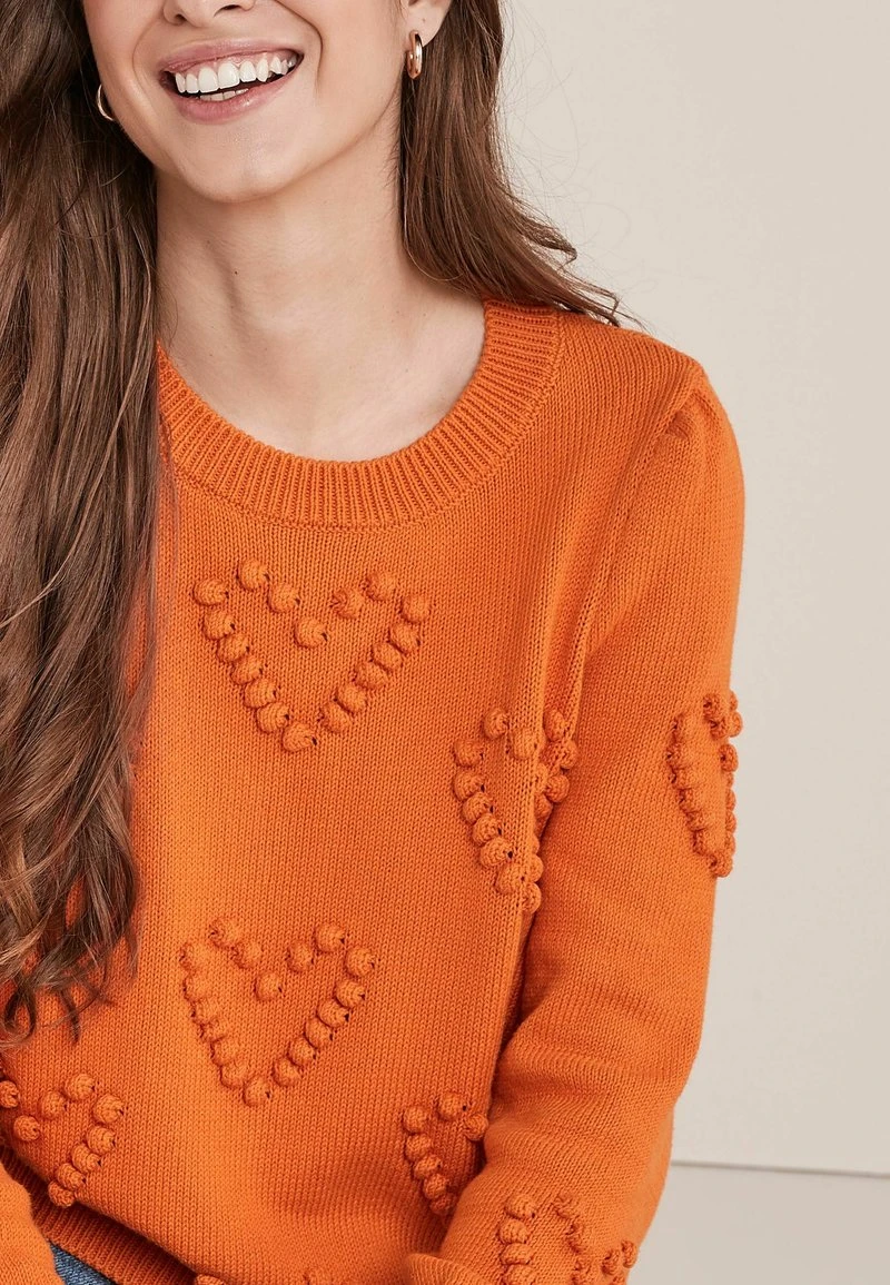 Next Damen POM POM HEART CREW NECK - Strickpullover - Orange 2 Next Damen POM POM HEART CREW NECK - Strickpullover - Orange – Bild 2