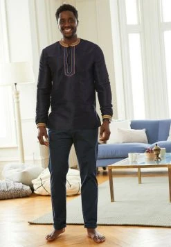 Next Herren KAFTAN - Hemd - Blue