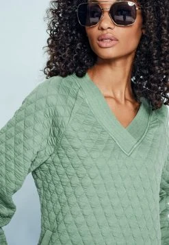Next QUILTED V NECK - Sweatshirt - Green | Damen -Next Verkäufe 2022 5caacc270c224b8fb96217d2cfa4e23b