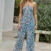 Next Damen SHIRRED BANDEAU - Jumpsuit - Blue Animal