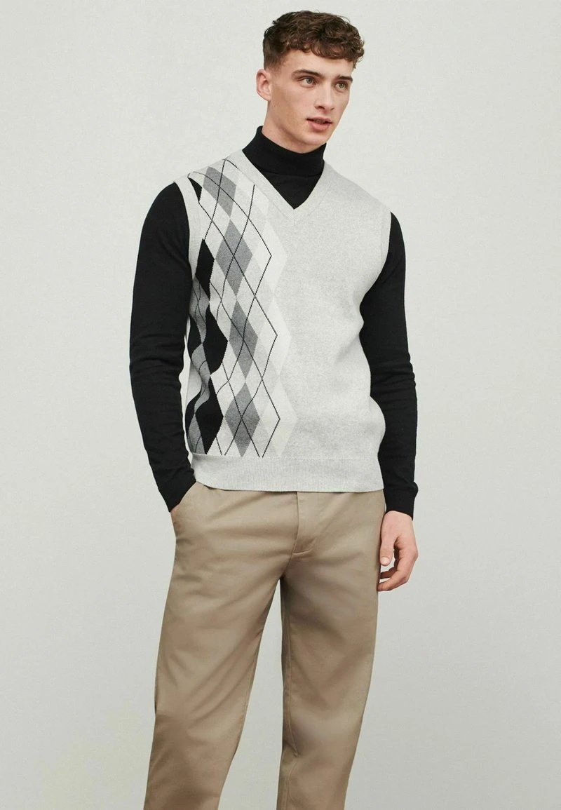 Next ARGYLE TANK - Strickpullover - Grey Marl | Herren 1 Next ARGYLE TANK - Strickpullover - Grey Marl | Herren