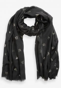 Next Damen FOIL DOG PRINT LIGHT WEIGHT - Schal - Black