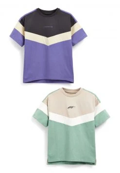 Next Kinder 2 PACK COLOURBLOCK - T-Shirt Print - Muted Pastels
