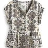 Next Damen Bluse - Cream Print