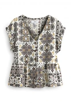 Next Damen Bluse - Cream Print