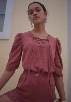 Next Damen SCALLOP HEM - Bluse - Blush Pink