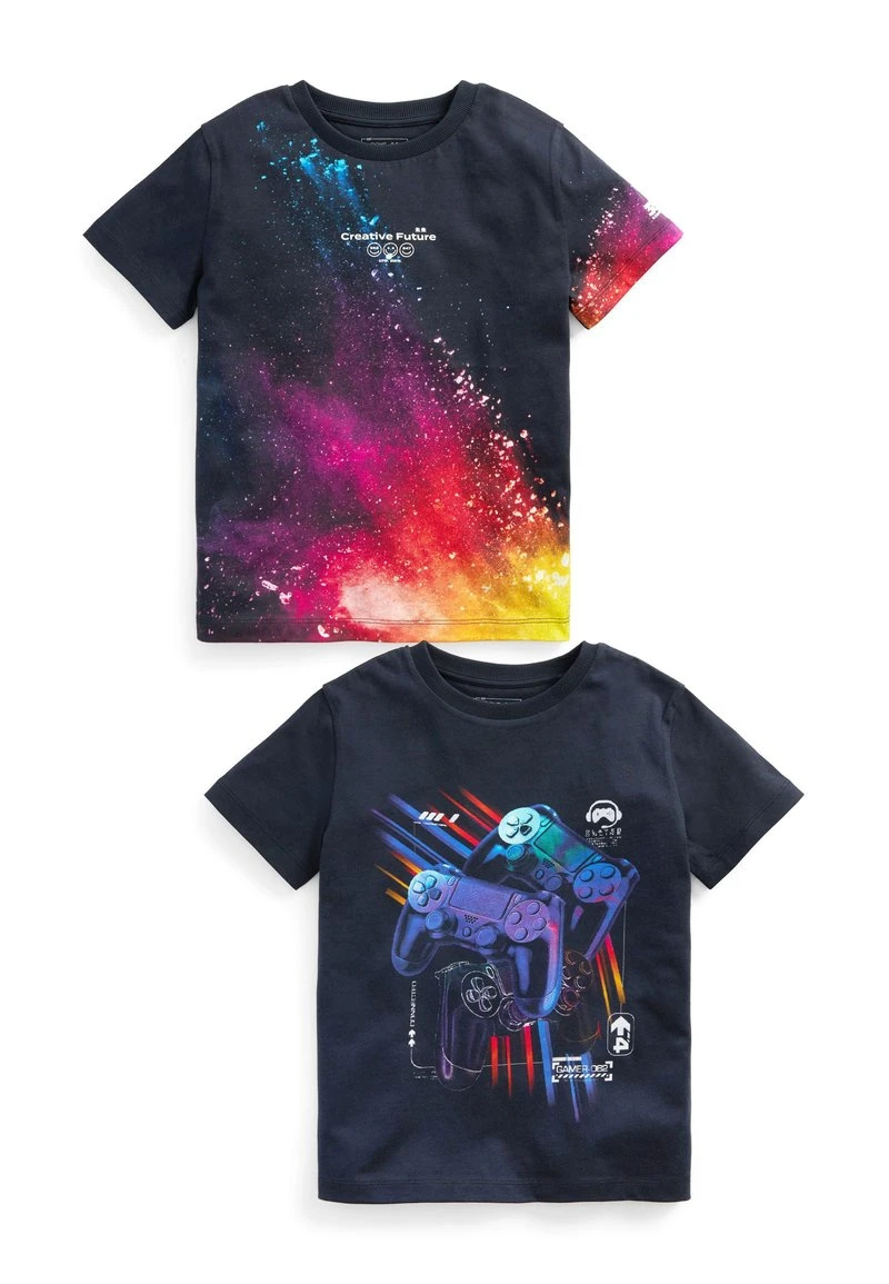 Next Kinder SHORT SLEEVE SPLAT 2 PACK - T-Shirt Print - Black 1 Next Kinder SHORT SLEEVE SPLAT 2 PACK - T-Shirt Print - Black