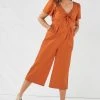 Next Damen TIE FRONT - Jumpsuit - Rust Brown