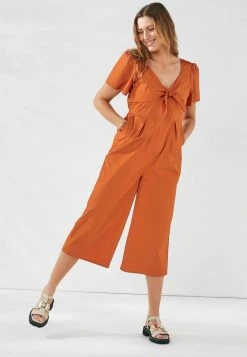 Next Damen TIE FRONT - Jumpsuit - Rust Brown