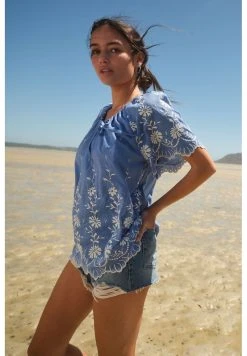 Next Damen SHORT SLEEVE - Bluse - Blue White