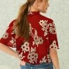 Next Damen TRIM FLUTTER SLEEVE - Bluse - Celia Birtwell Blue Moon Red