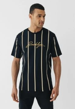 Next Herren T-Shirt Print - Black Gold Vertical